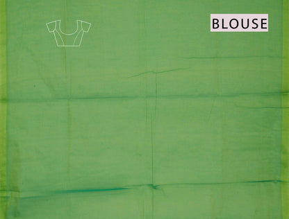 Green Pure South Cotton Zari Checks Star Pallu Saree