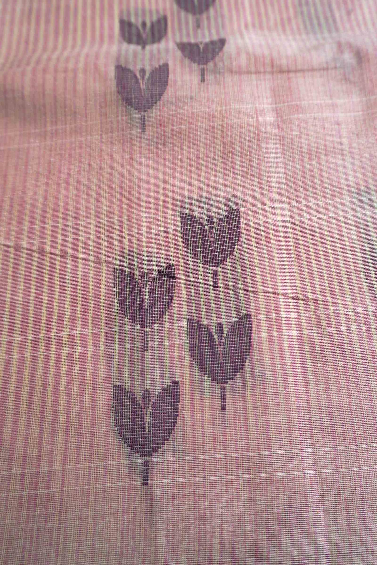 Light Pink Pure South Cotton Tulips Butta Saree - CHECKED