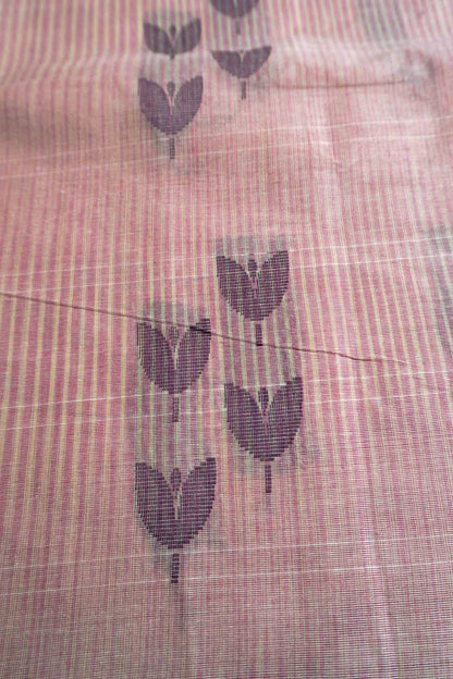 Light Pink Pure South Cotton Tulips Butta Saree - CHECKED