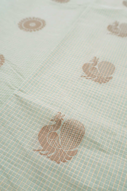 Light Green Pure South Cotton Peacock and Chakra Saree