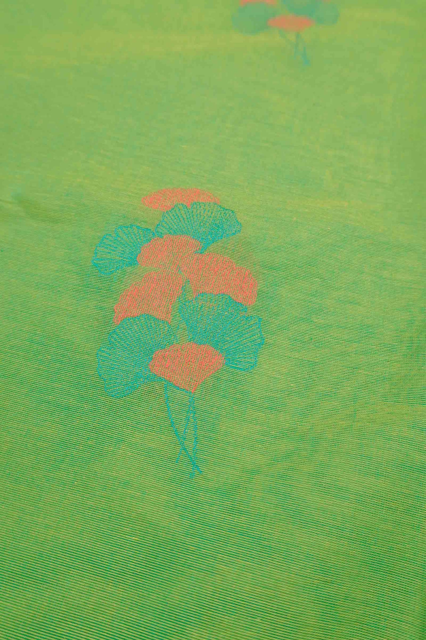 Green Pure South Cotton Floral Bouquet Saree