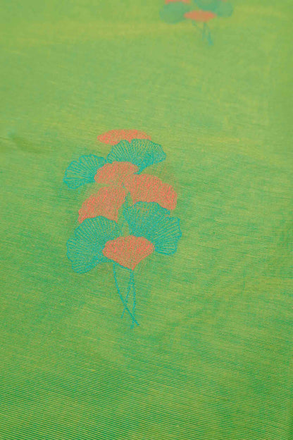 Green Pure South Cotton Floral Bouquet Saree