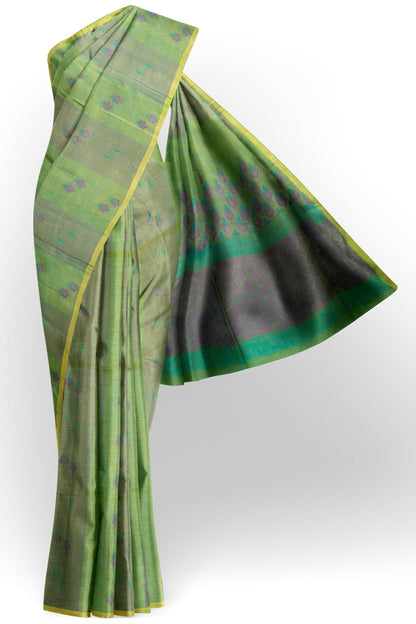 Green Pure South Cotton Foliage Butta Saree