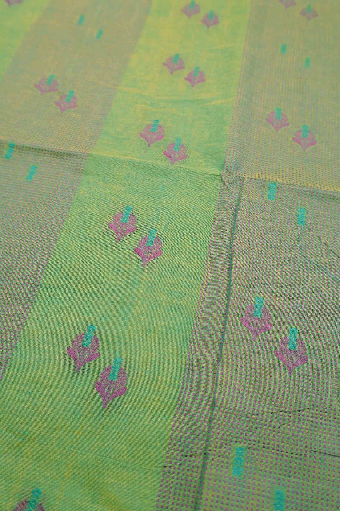 Green Pure South Cotton Foliage Butta Saree