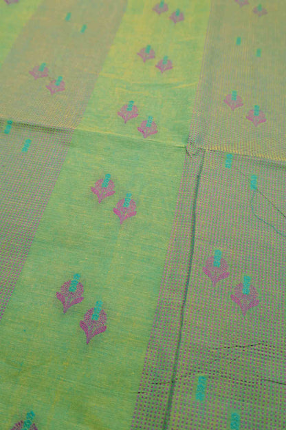 Green Pure South Cotton Foliage Butta Saree