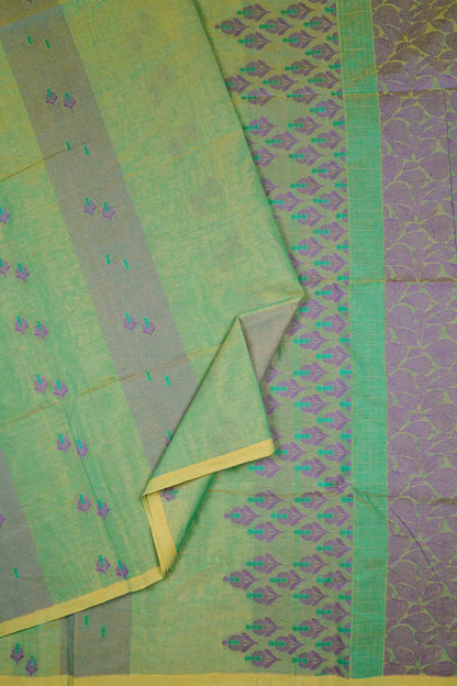 Green Pure South Cotton Foliage Butta Saree