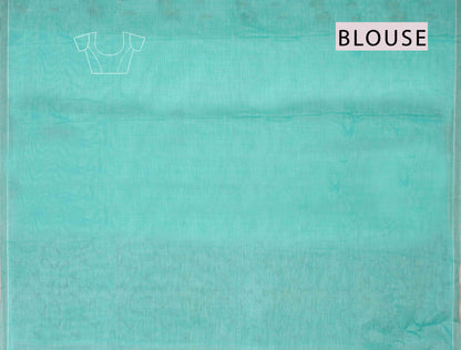 Light Blue Green Pure South Cotton Floral Butta Saree