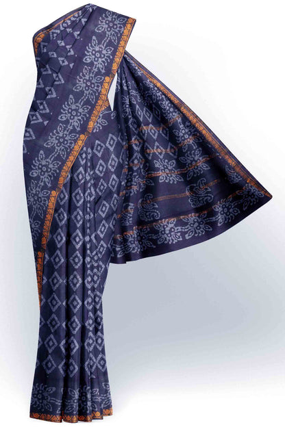 Blue Pure Sungudi Cotton Ratna Maala Fancy Zari Border Saree