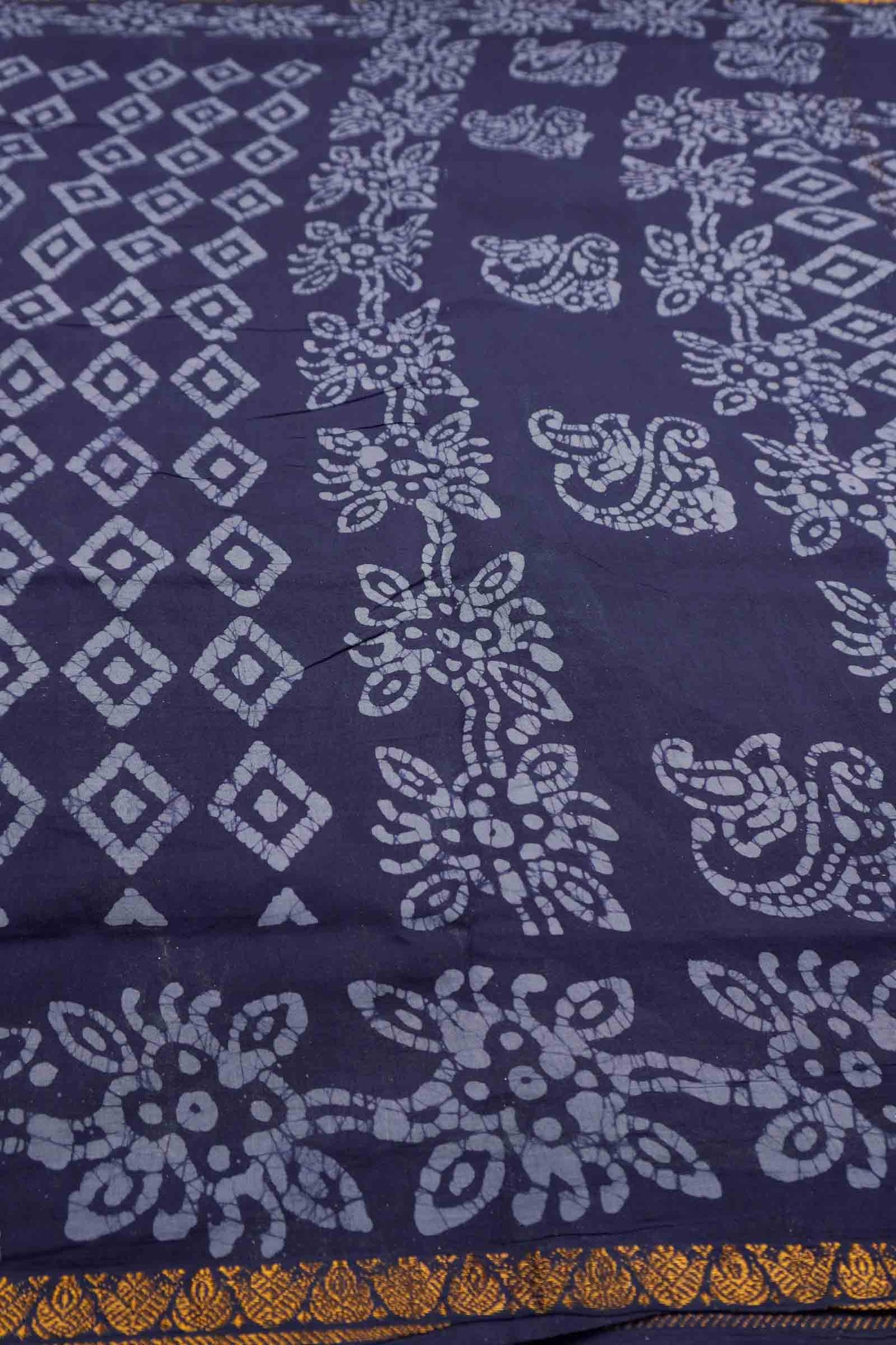 Blue Pure Sungudi Cotton Ratna Maala Fancy Zari Border Saree