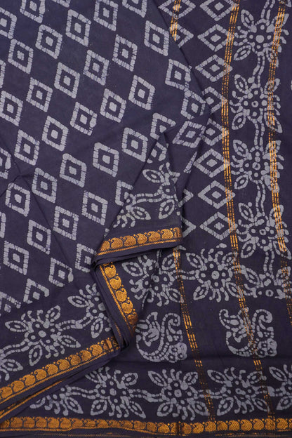 Blue Pure Sungudi Cotton Ratna Maala Mango Zari Border Saree