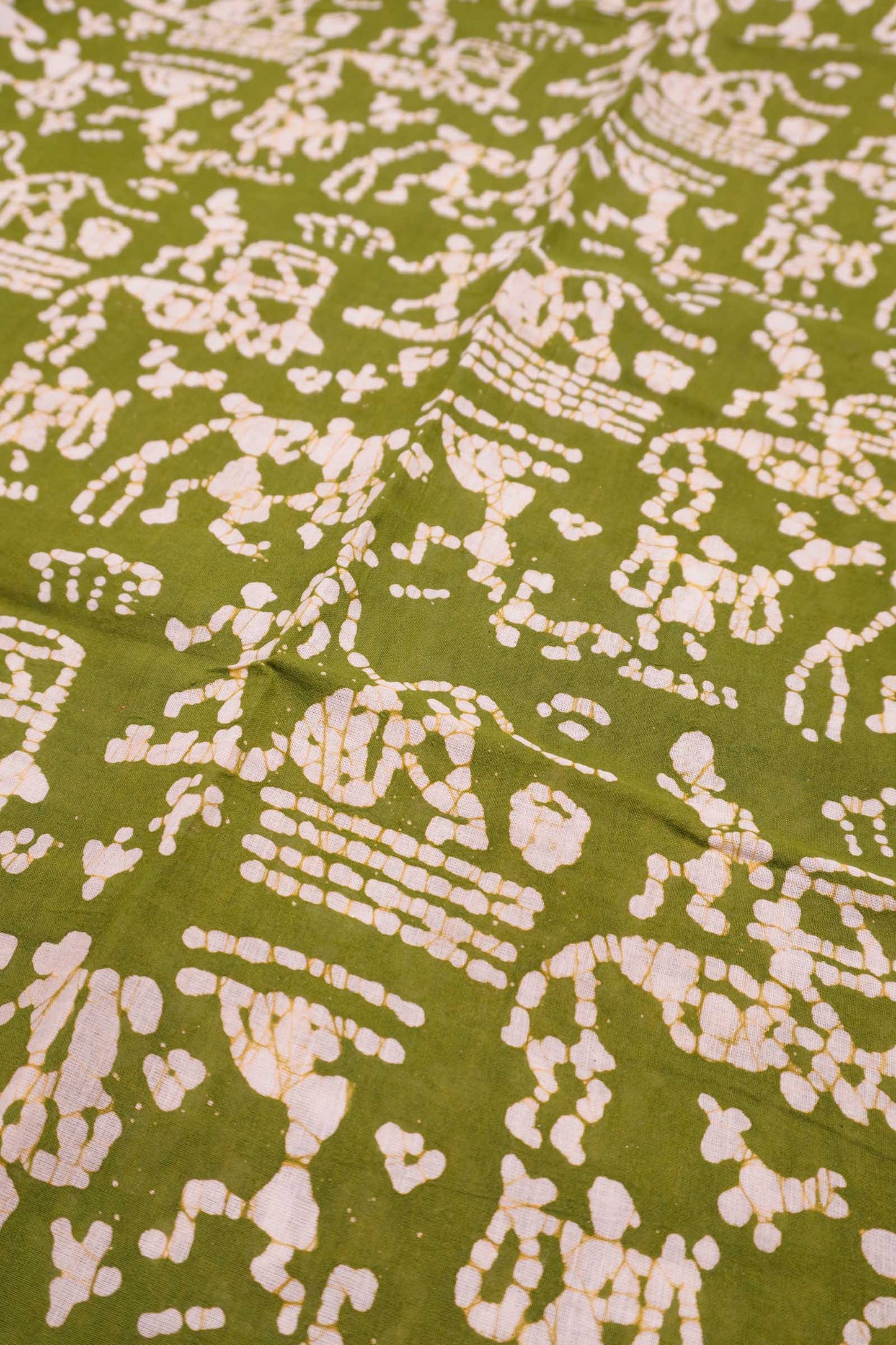 Olive Green Pure Sungudi Cotton Warli Style Print Zari Mango Tower Border Saree