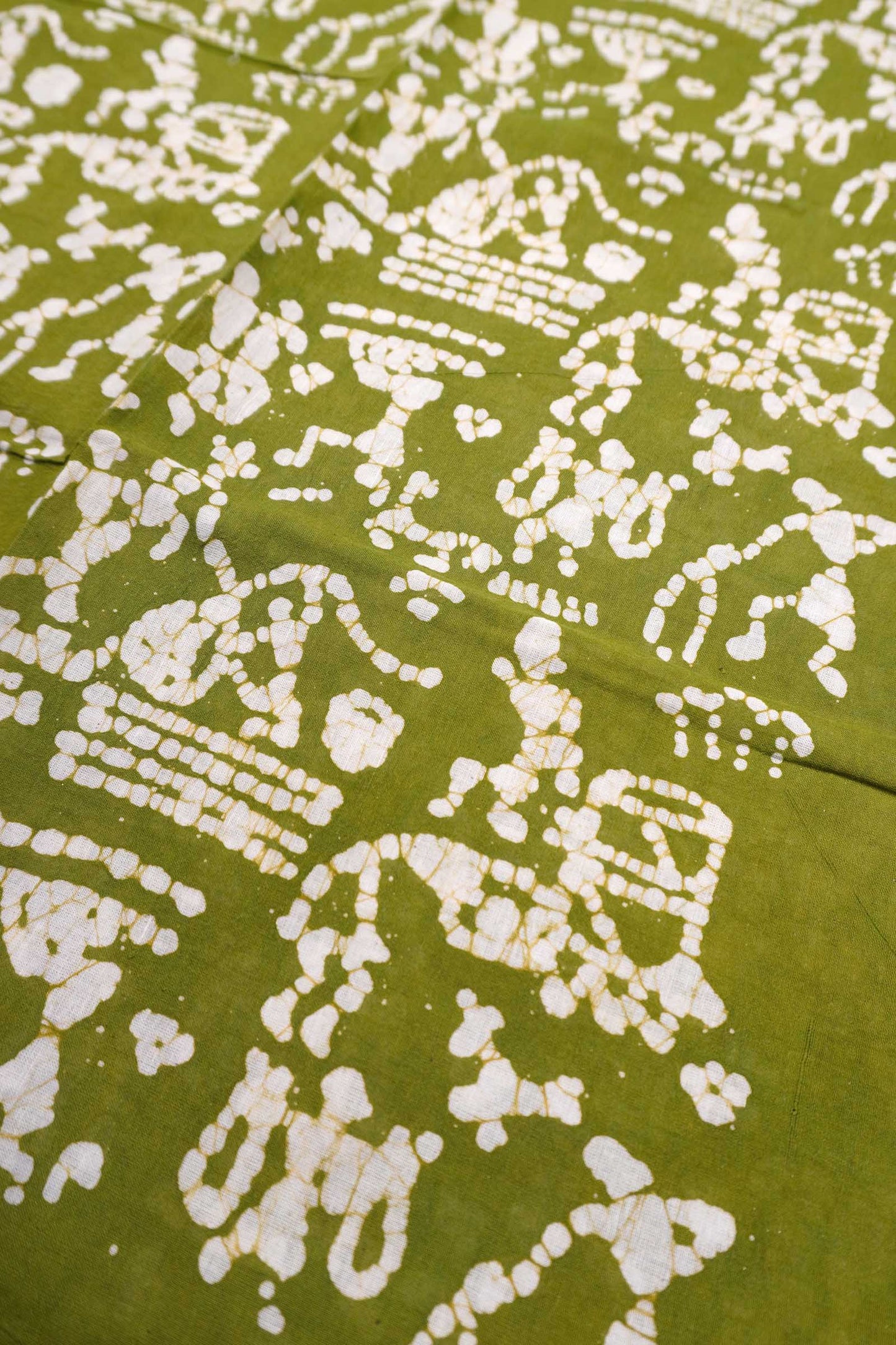 Olive Green Pure Sungudi Cotton Warli Style Print Zari Gopuram Border Saree