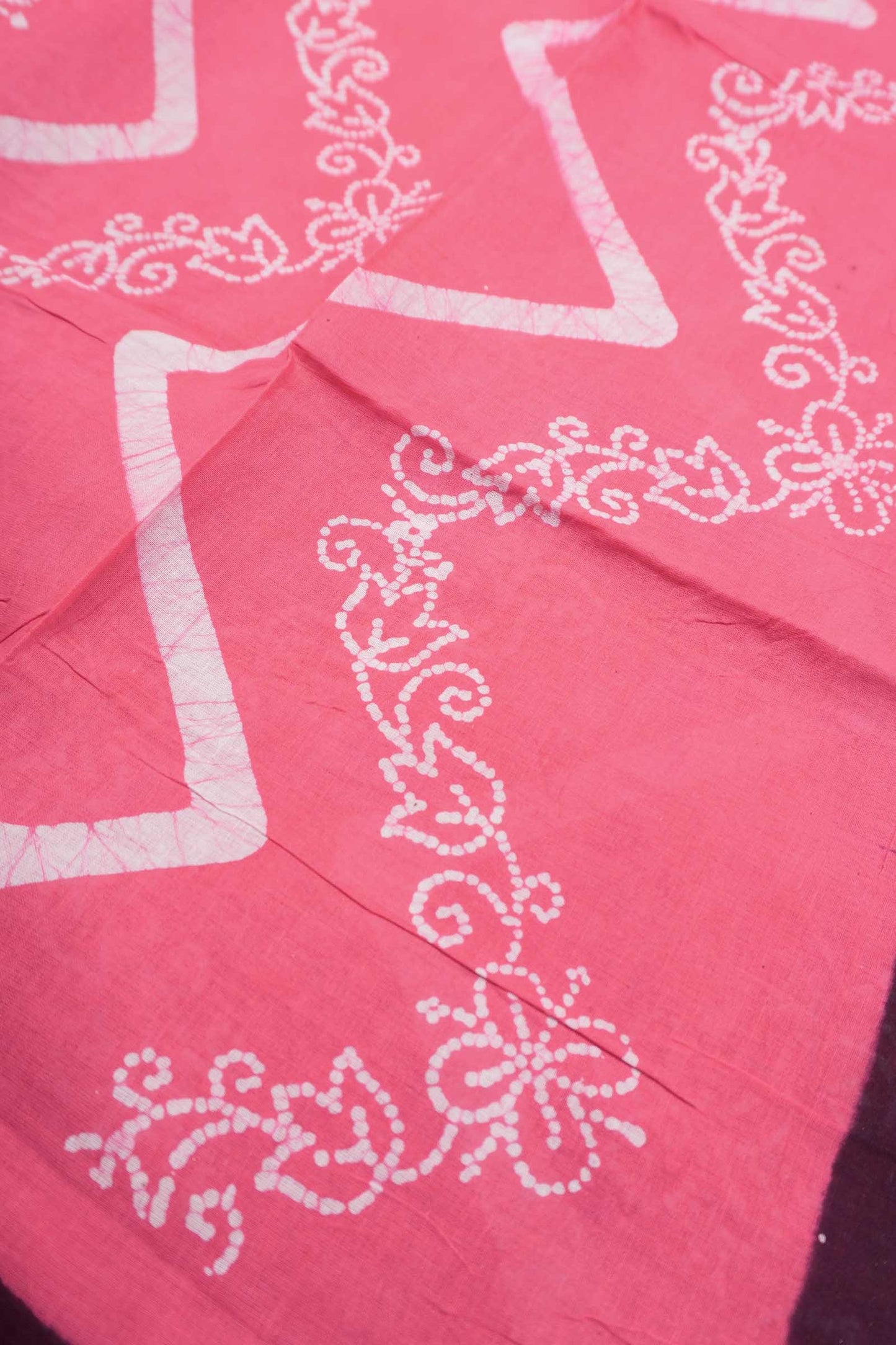 Pink Pure Sungudi Cotton Chevron Stripes Zari Mango Round Border Saree