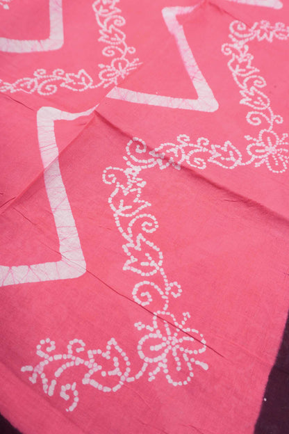 Pink Pure Sungudi Cotton Chevron Stripes Zari Mango Round Border Saree