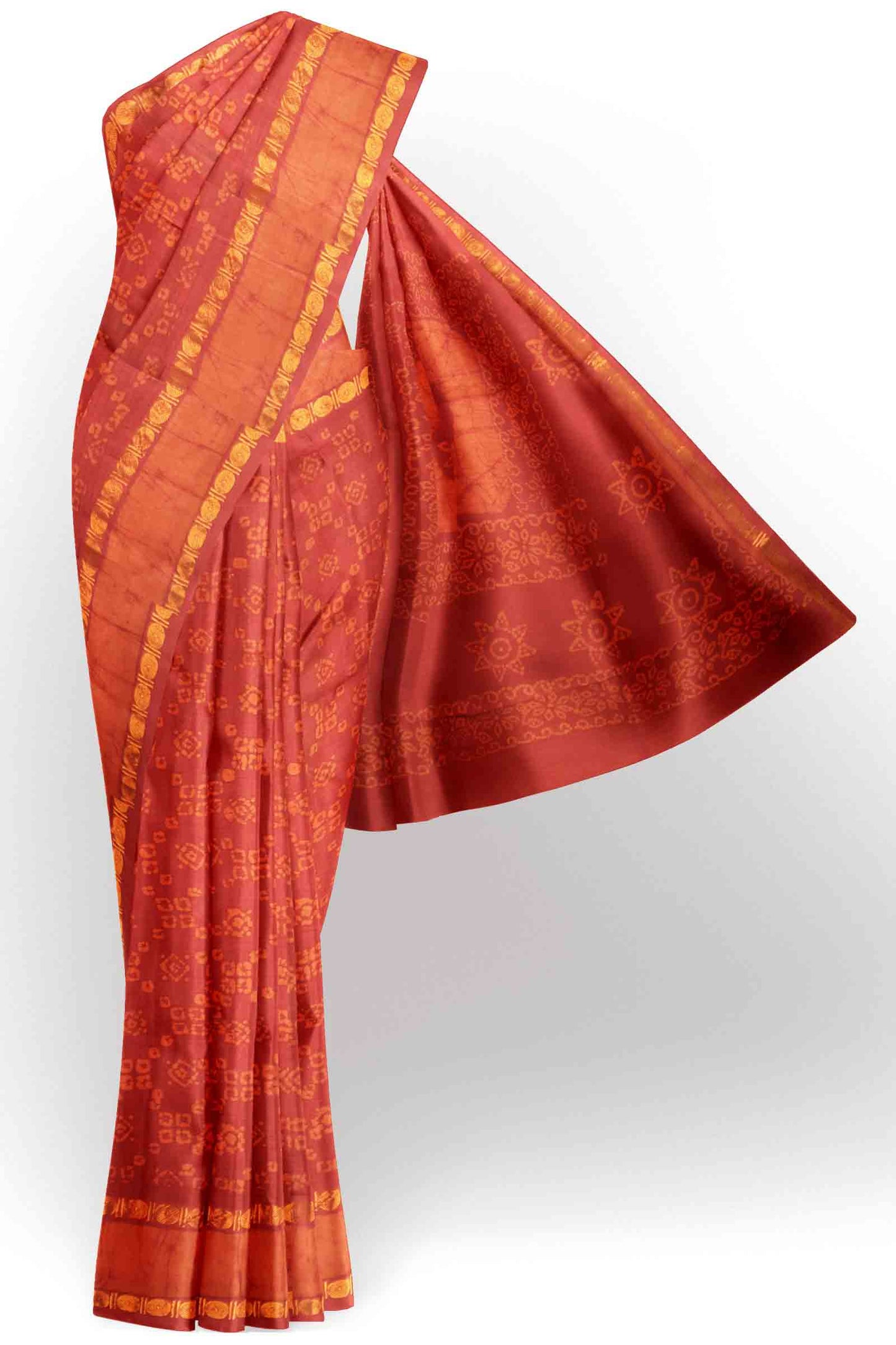 Maroon Pure Sungudi Cotton Floral Print Double Pet Border Saree