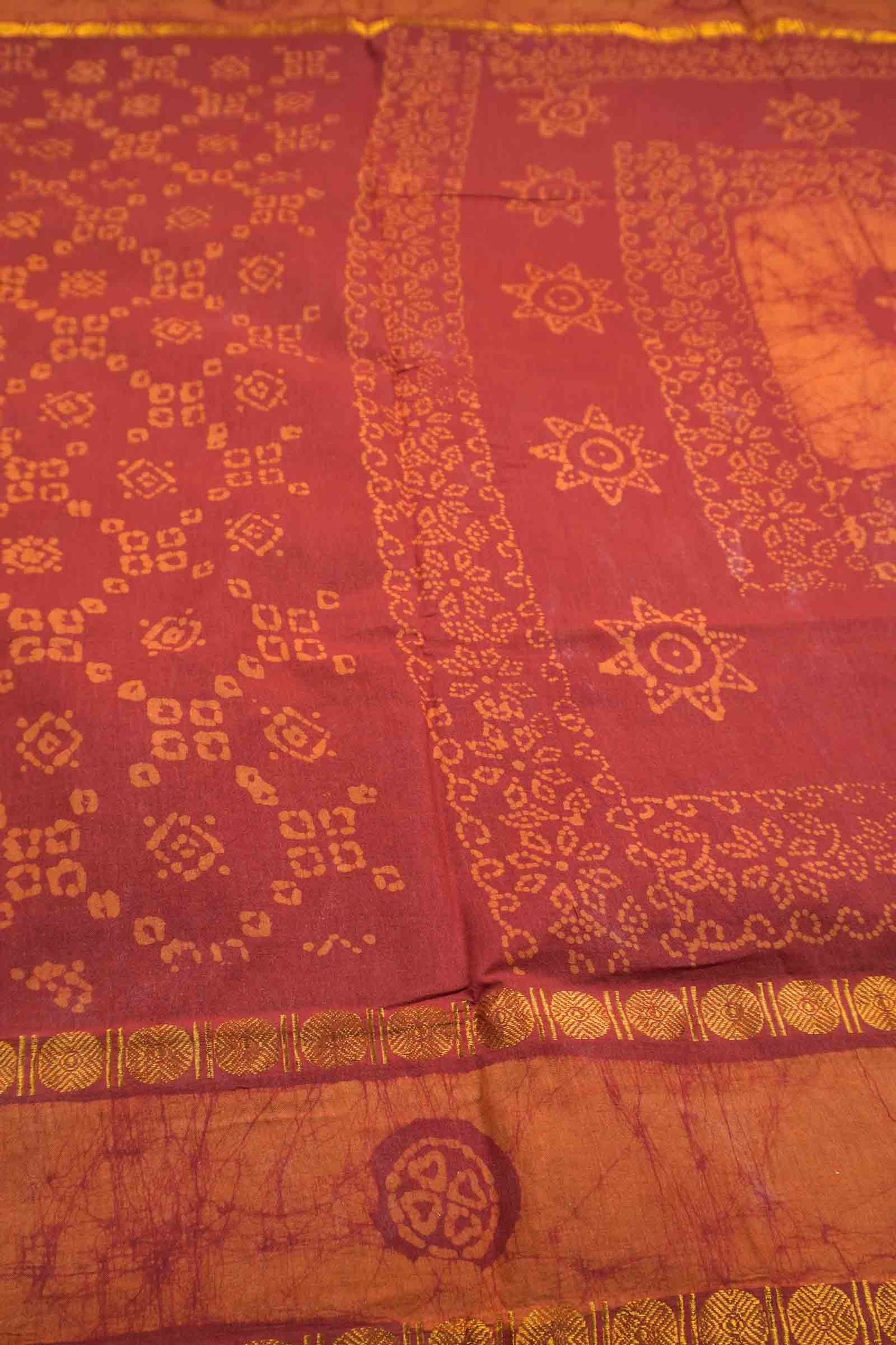 Maroon Pure Sungudi Cotton Floral Print Double Pet Border Saree