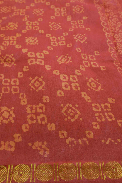 Maroon Pure Sungudi Cotton Floral Print Double Pet Border Saree