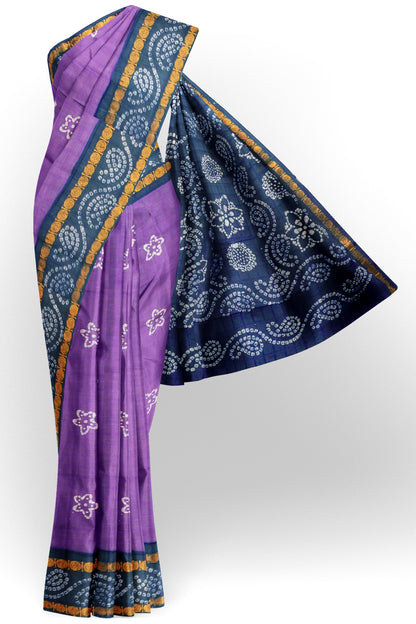 Purple Pure Sungudi Cotton Stars Print Zari  Border Saree