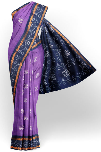Purple Pure Sungudi Cotton Kolam  Print Zari  Double Pet Border Saree