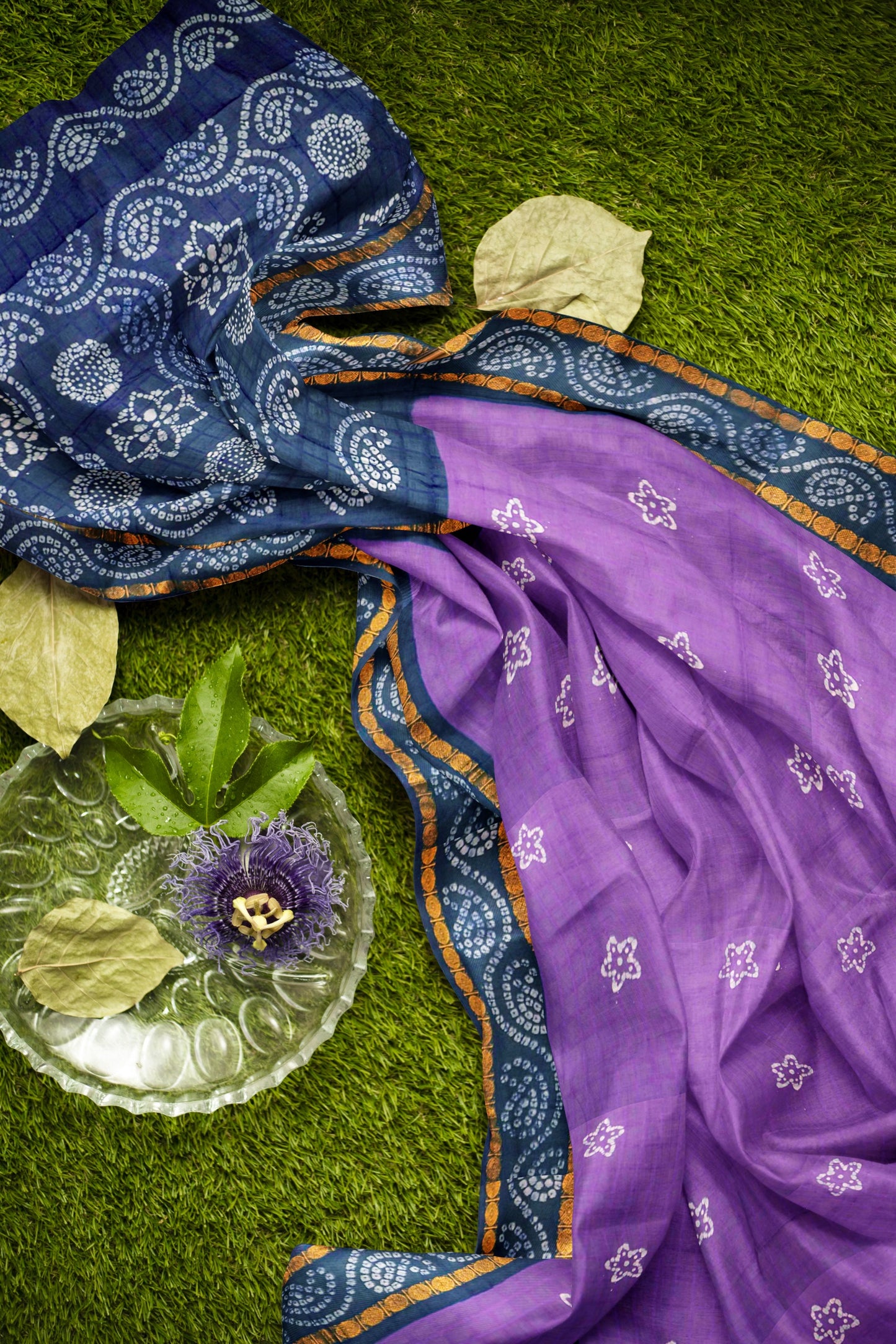 Purple Pure Sungudi Cotton Stars Print Zari  Border Saree