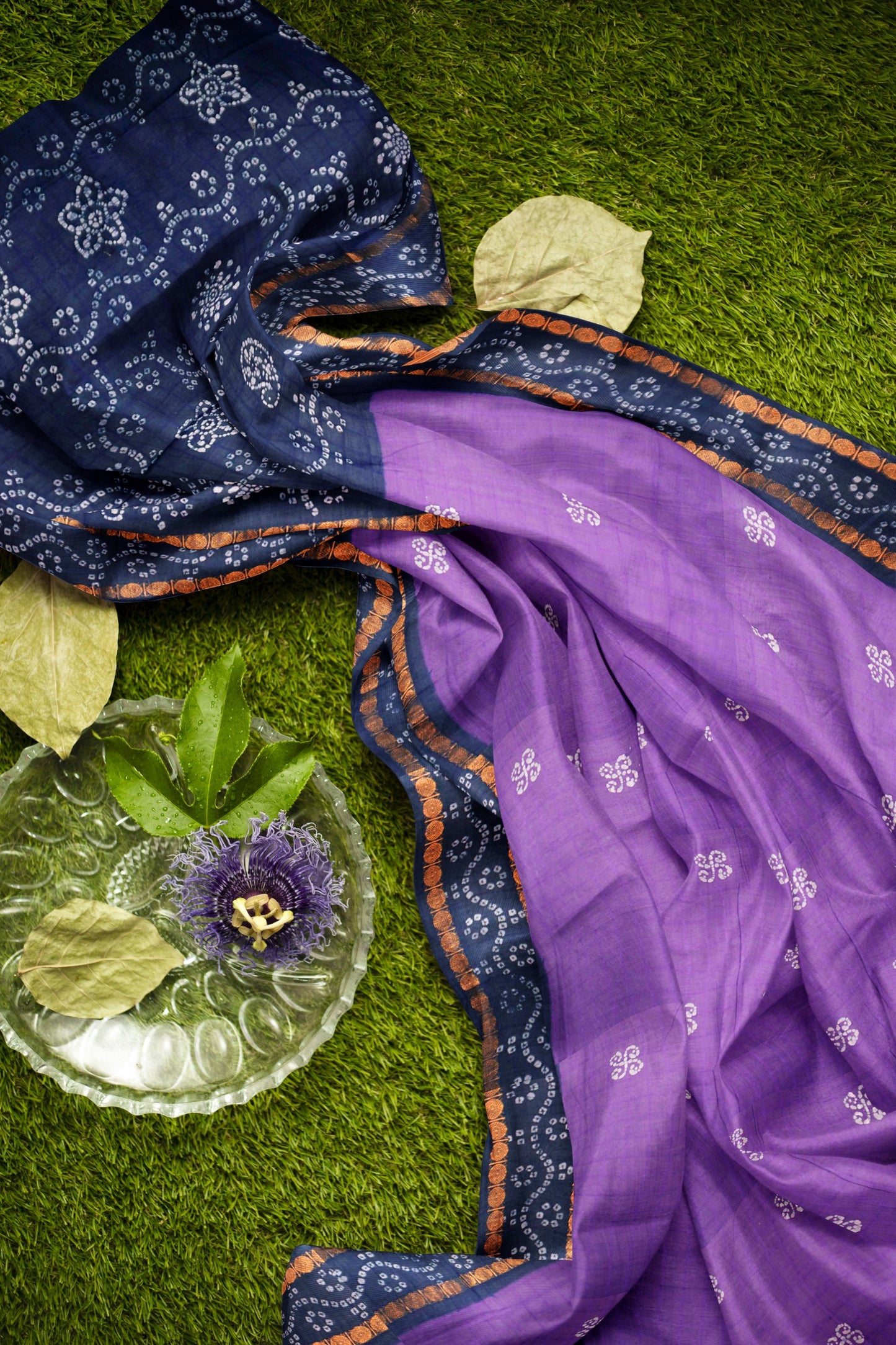 Purple Pure Sungudi Cotton Kolam  Print Zari  Double Pet Border Saree