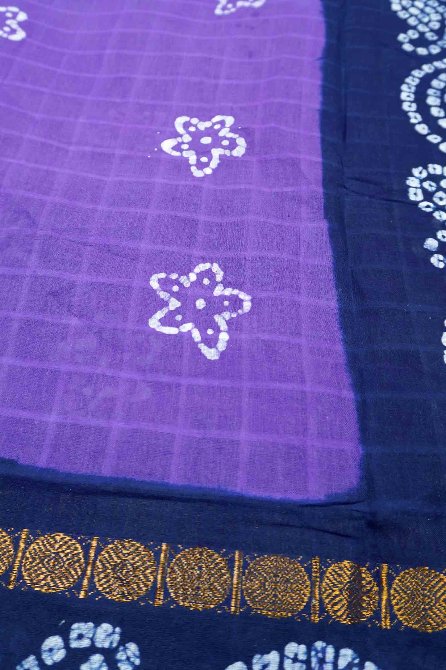 Purple Pure Sungudi Cotton Stars Print Zari  Border Saree