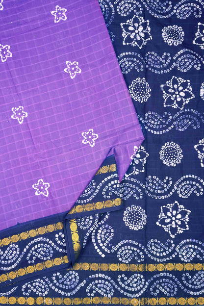 Purple Pure Sungudi Cotton Stars Print Zari  Border Saree
