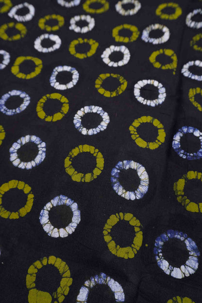 Black Pure Sungudi Cotton Cosmic Dots Double Pet Border Rangoli Pallu Saree