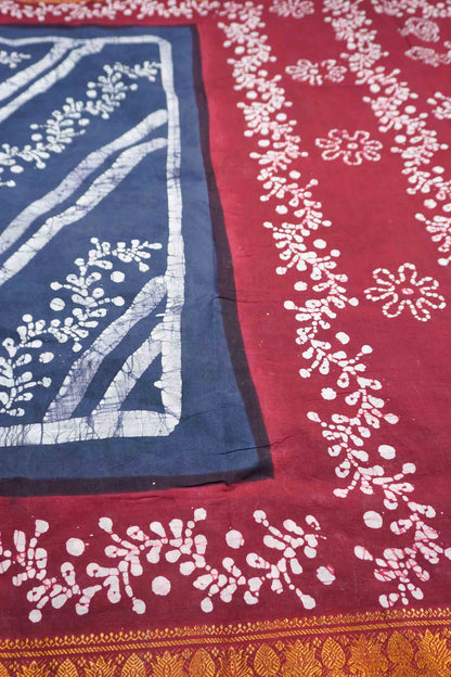 Grey Pure Sungudi Cotton Fancy Cross Line Print Zari Border Contrast Pallu Saree