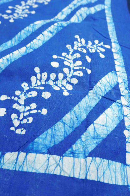 Blue Pure Sungudi Cotton Fancy Cross Line Print Zari  Border Saree