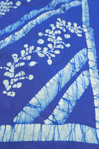 Blue Pure Sungudi Cotton Cross Floral Vine Stripes Zari  Border Saree