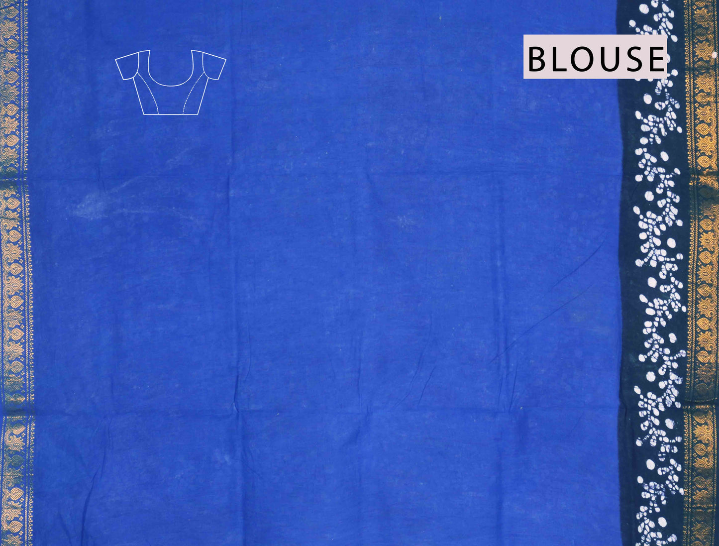 Blue Pure Sungudi Cotton Fancy Cross Line Print Zari  Border Saree