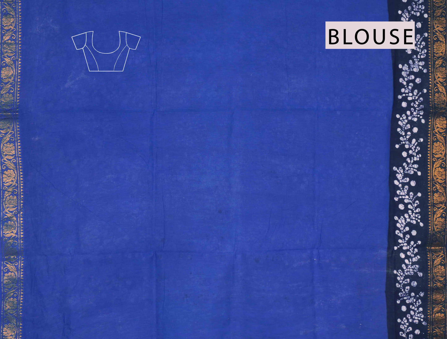 Blue Pure Sungudi Cotton Cross Floral Vine Stripes Zari  Border Saree