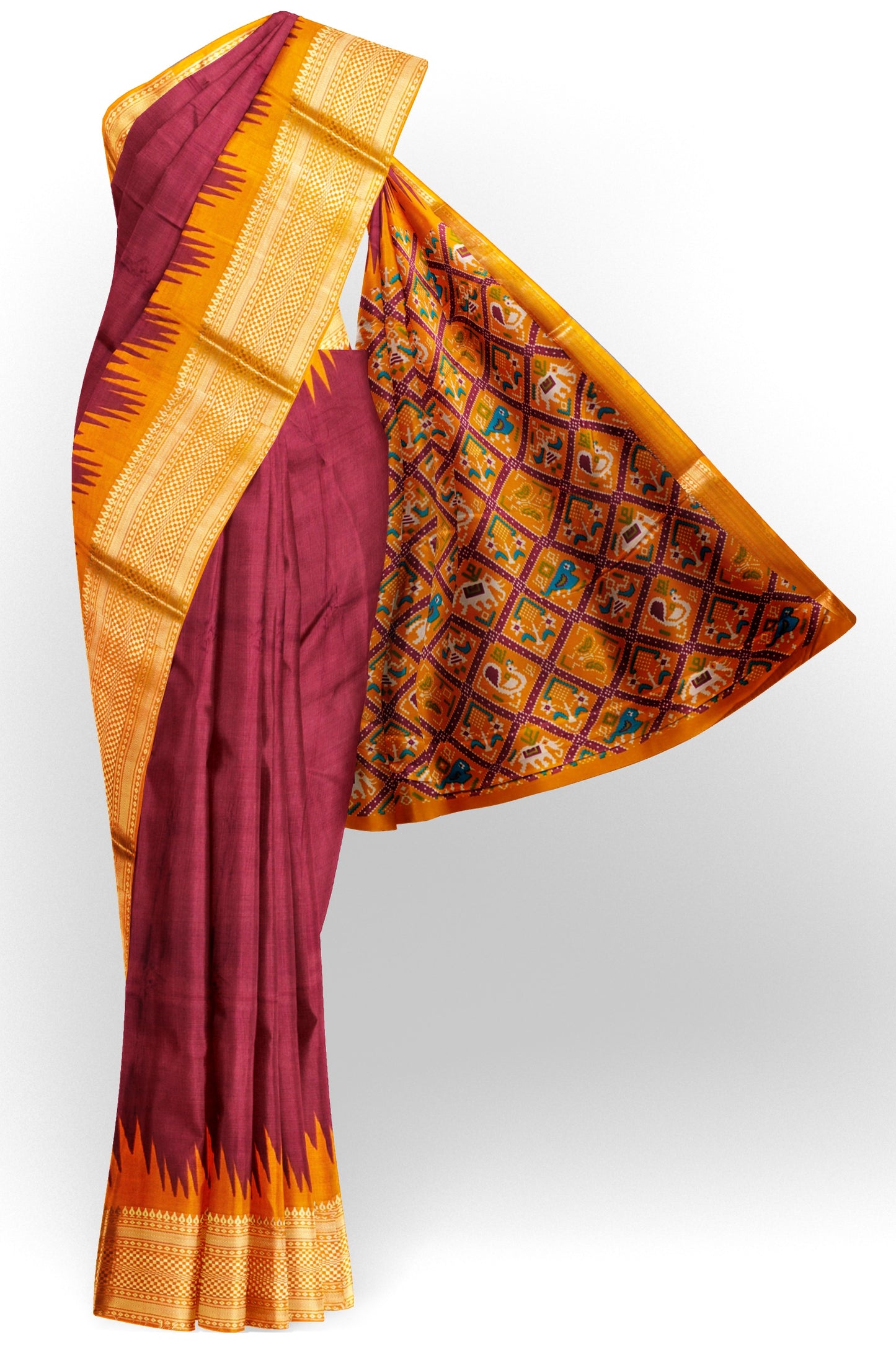 Maroon Semi Dola Zari Border Fancy Pallu  Blouse Saree