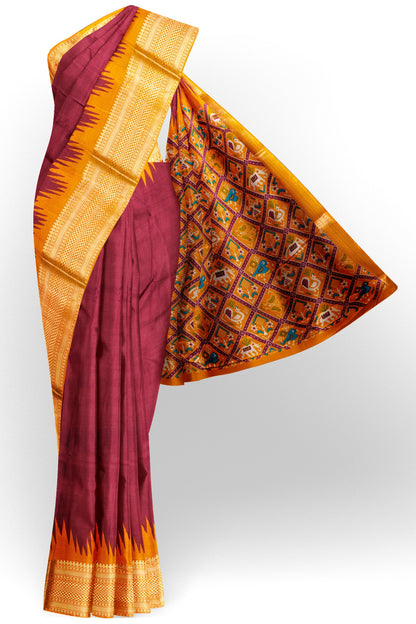 Maroon Semi Dola Zari Border Fancy Pallu  Blouse Saree