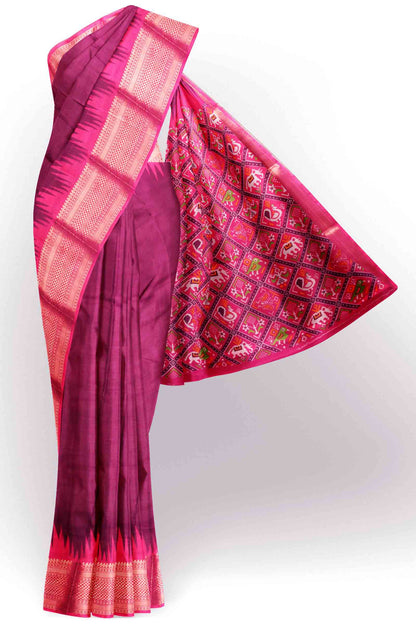 Dark Wine Semi Dola Zari Border Fancy Pallu Blouse Saree