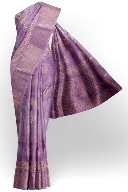 Violet Semi Dola Zari Border Saree