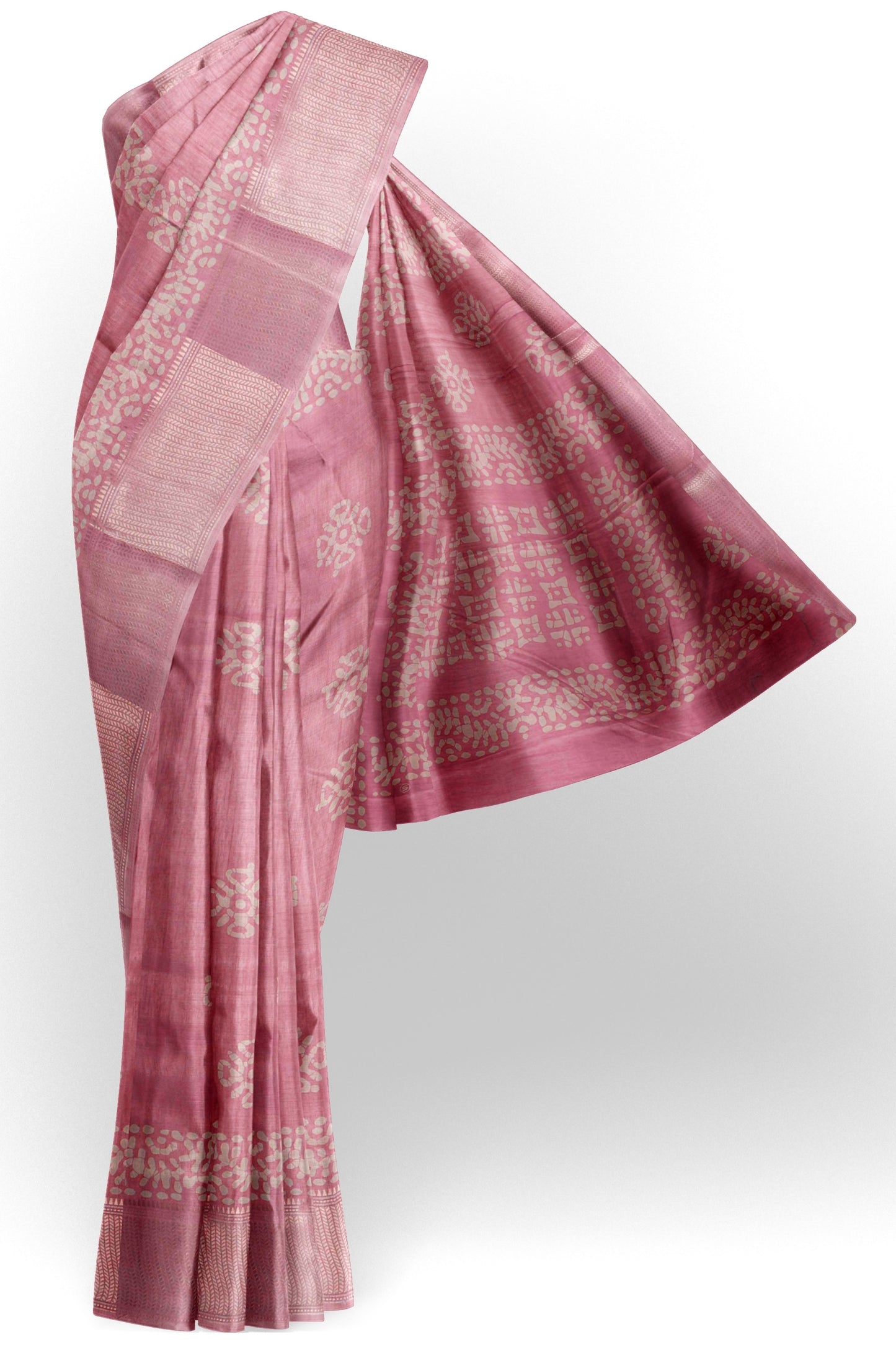 Peach Semi Dola Zari Border Saree