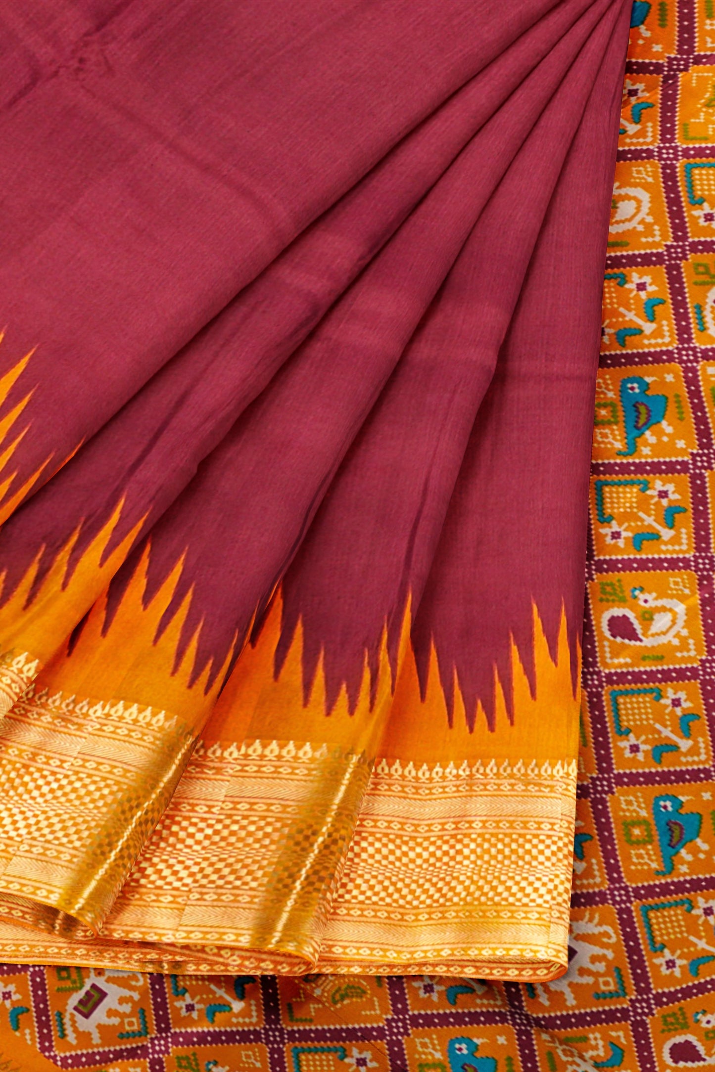 Maroon Semi Dola Zari Border Fancy Pallu  Blouse Saree