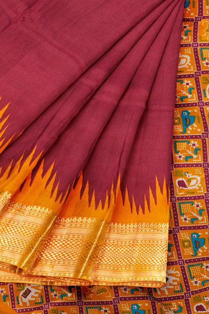 Maroon Semi Dola Zari Border Fancy Pallu  Blouse Saree