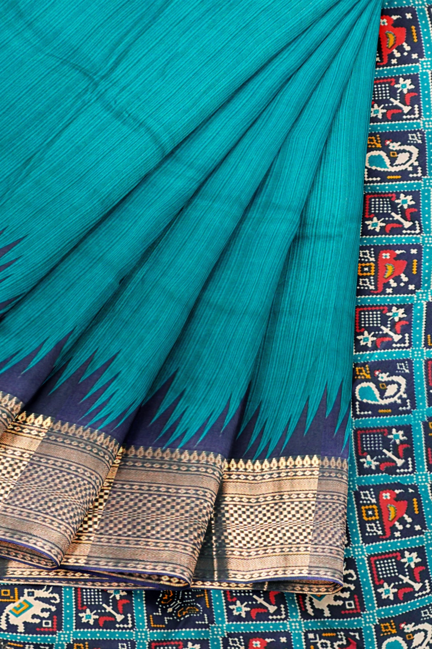 Blue Semi Dola Zari Border Fancy Pallu Blouse Saree