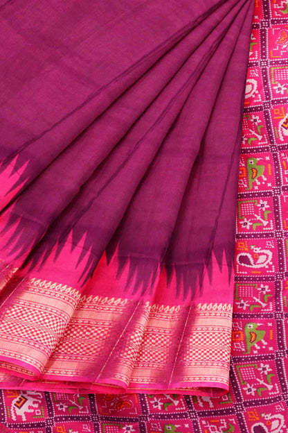 Dark Wine Semi Dola Zari Border Fancy Pallu Blouse Saree