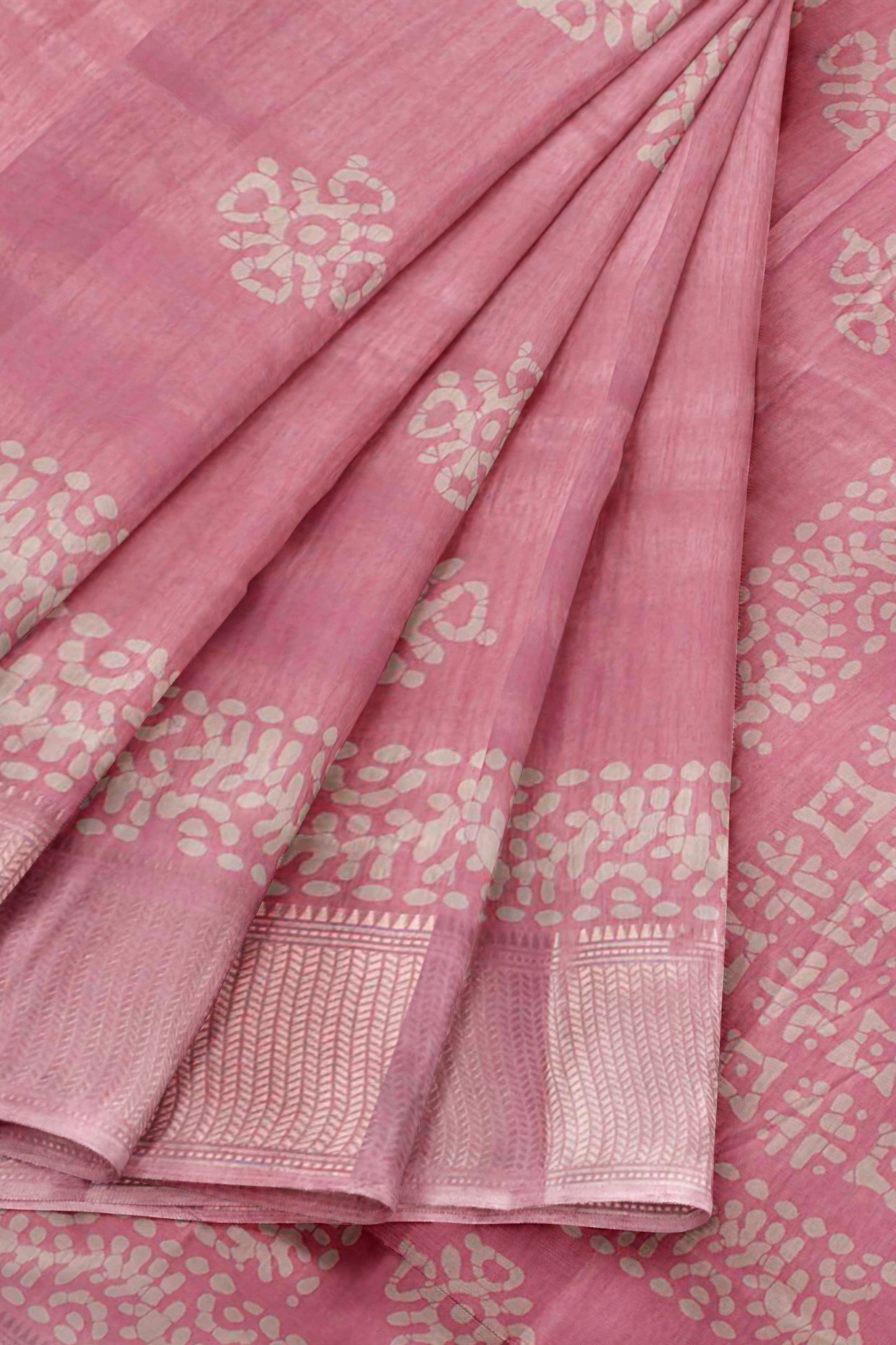 Peach Semi Dola Zari Border Saree