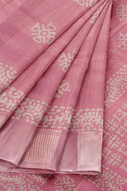Peach Semi Dola Zari Border Saree
