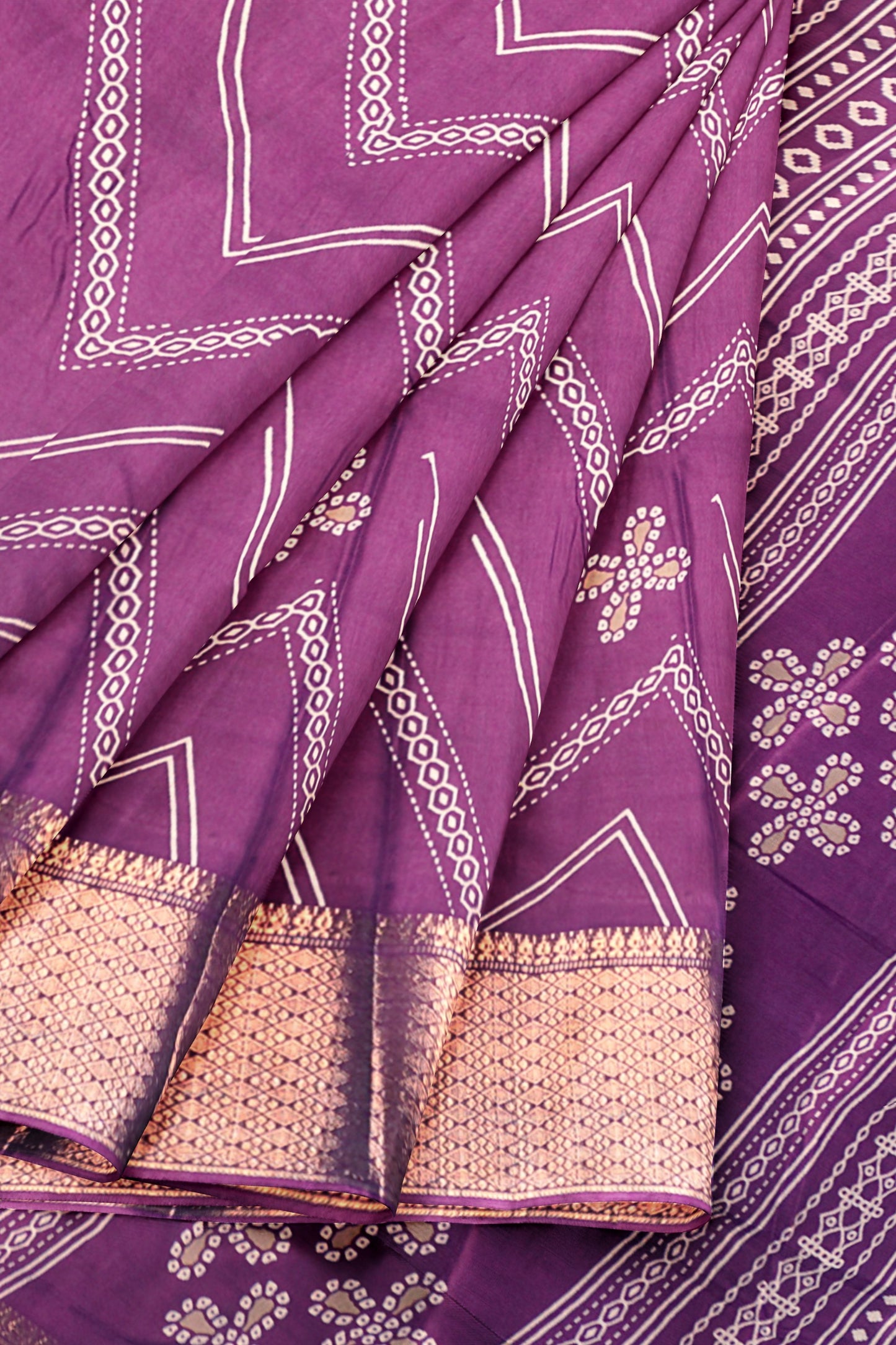 Burgundy Semi Dola Fancy Stripes Print Zari Border Saree