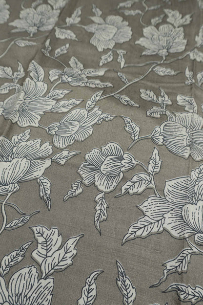 Dark Grey Semi Dola Maroon Zari Border Saree