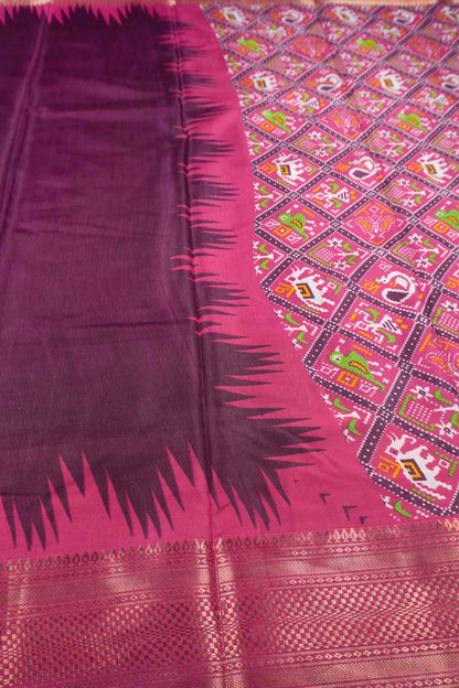 Dark Wine Semi Dola Zari Border Fancy Pallu Blouse Saree