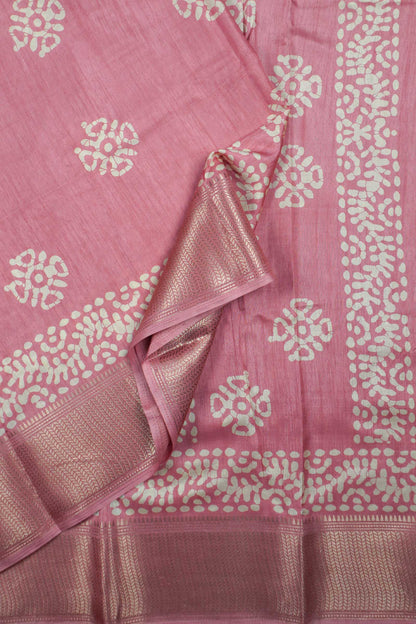 Peach Semi Dola Zari Border Saree