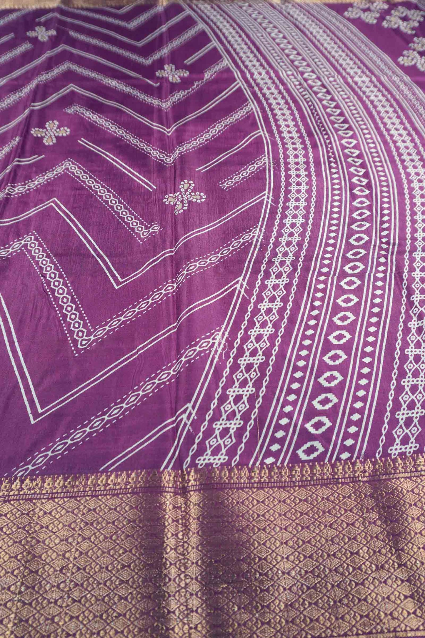 Burgundy Semi Dola Fancy Stripes Print Zari Border Saree