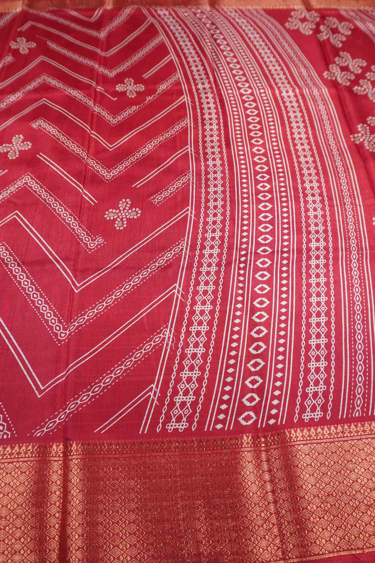 Maroon Semi Dola Fancy Stripes Print Zari Border Saree